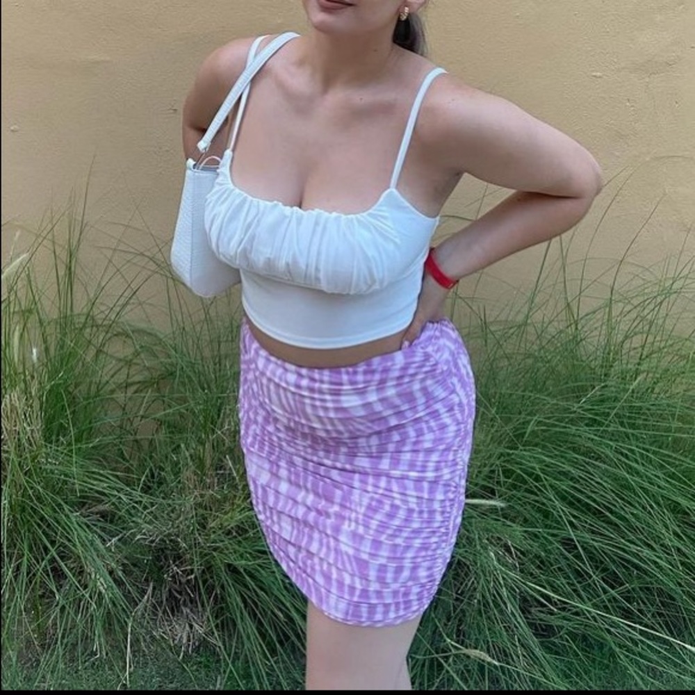 Zebra Print Mesh Ruched skirt - Picture 3 of 4